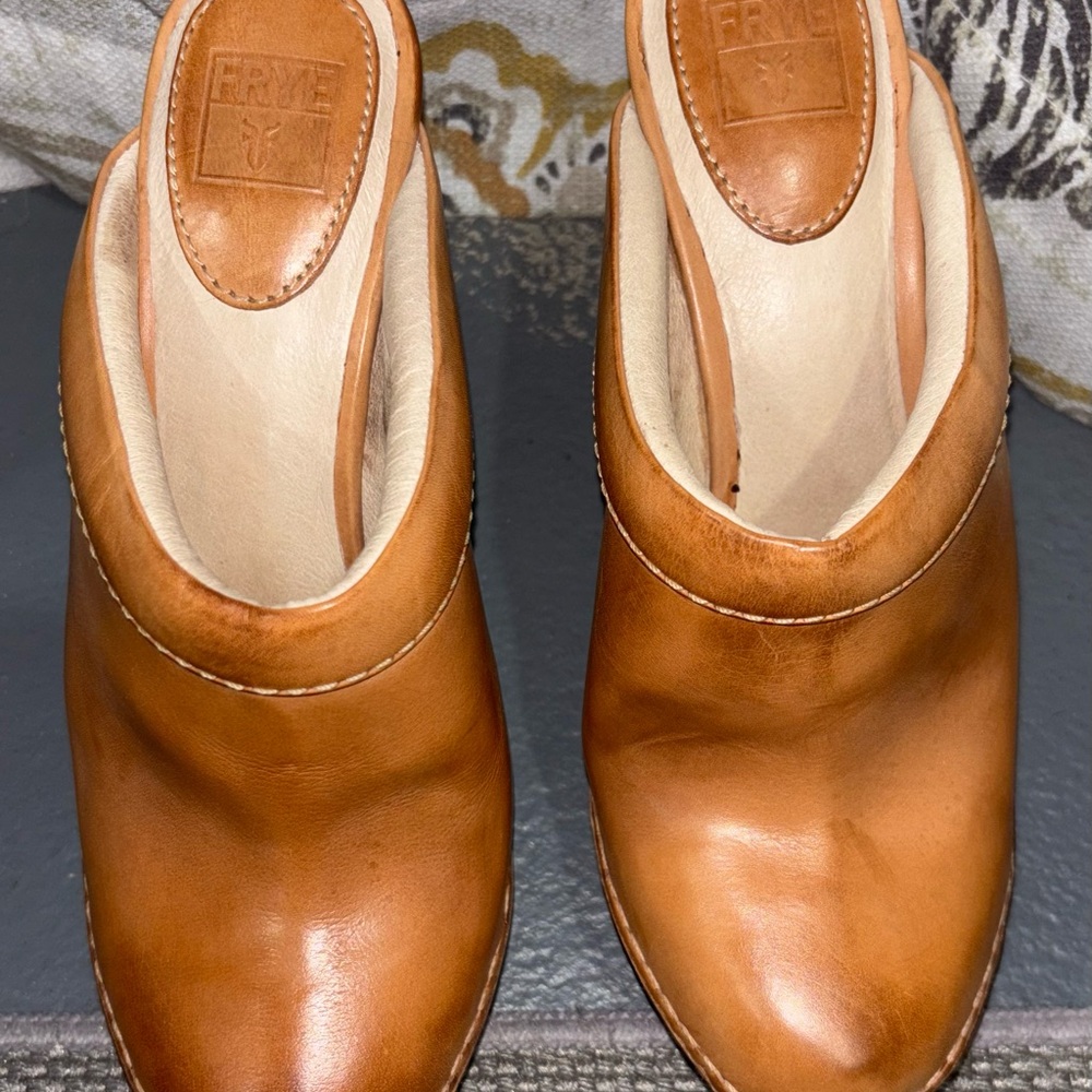 Frye Brown Leather Slip-On Clogs